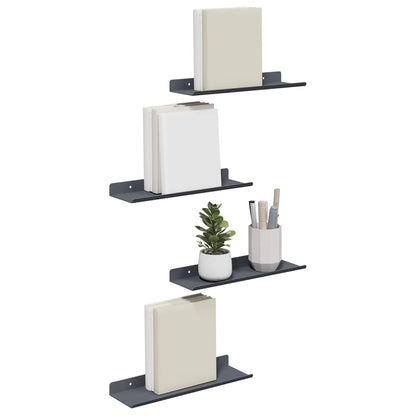 Wandplank met plank met opslag 4 pcs Antraciet 30 x 9 x 2,5 cm