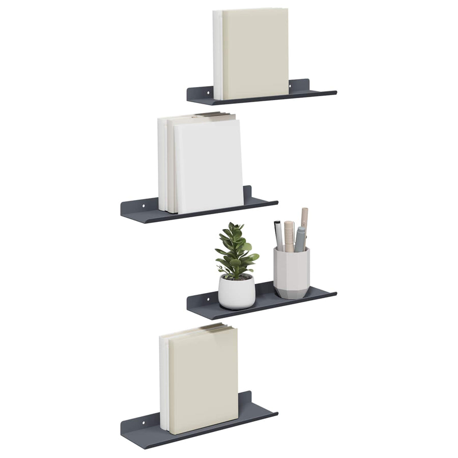 Wandplank met plank met opslag 4 pcs Antraciet 30 x 9 x 2,5 cm