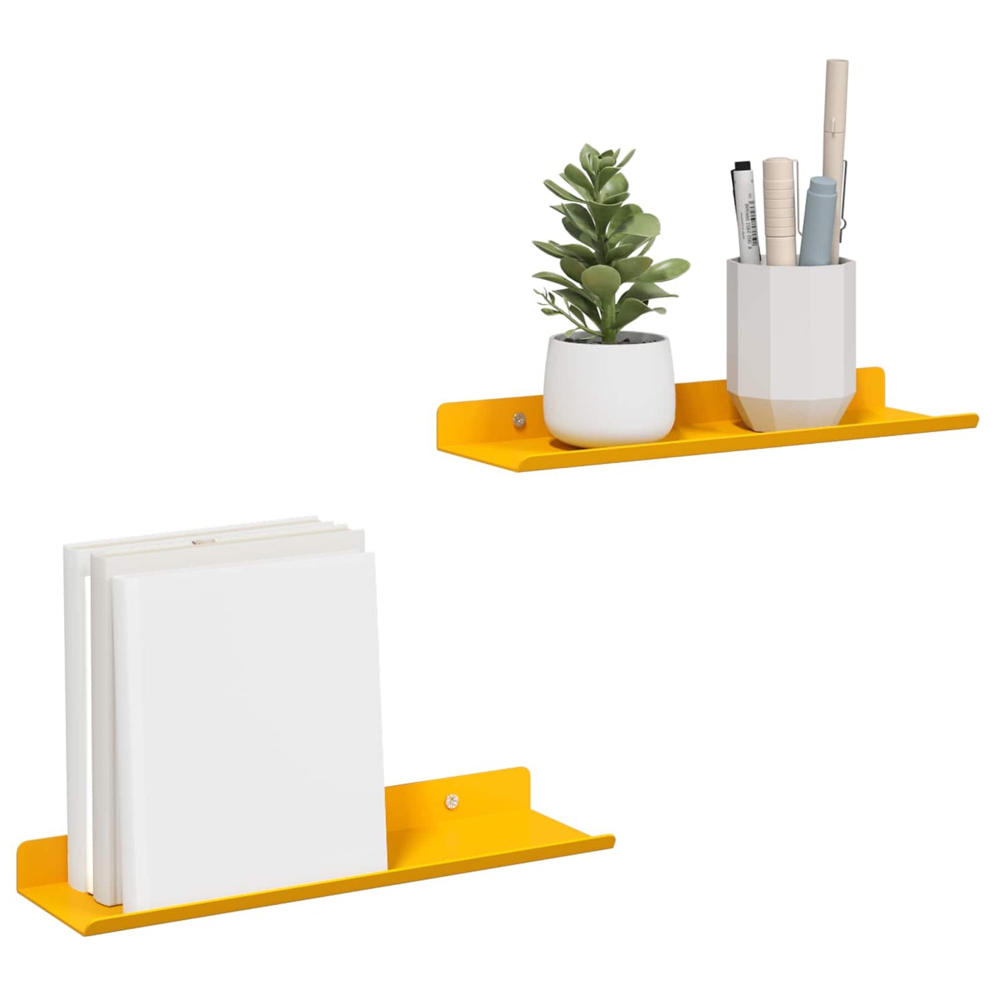 Wandplank met plank 2 pcs Mosterdgeel 30 x 9 x 2,5 cm