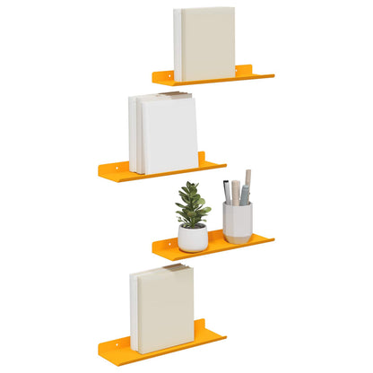 Wandplank met plank 4 pcs Mosterdgeel 30 x 9 x 2,5 cm