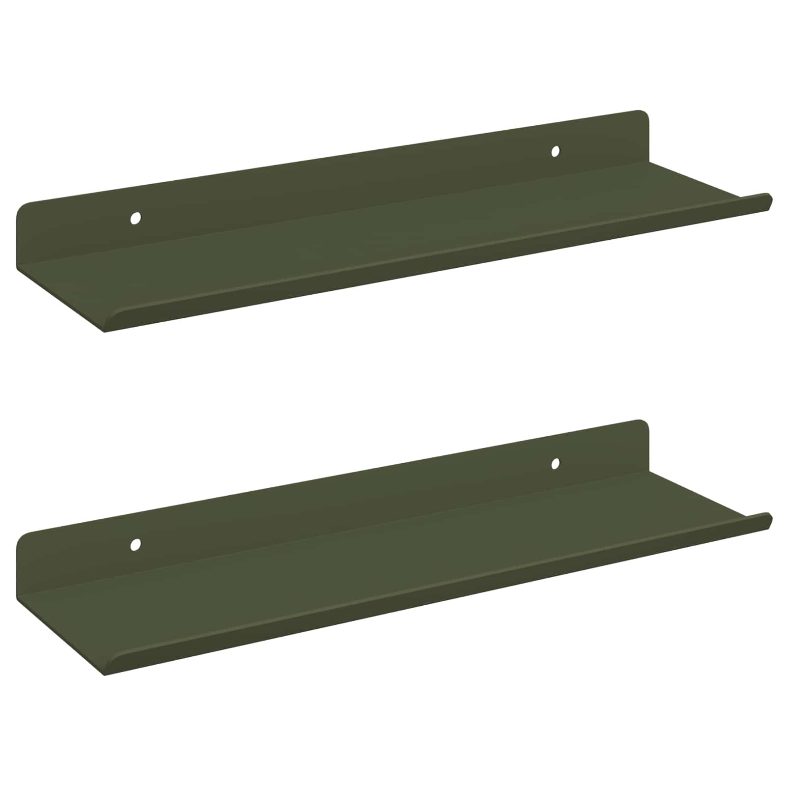 Wandplank met plank 2 pcs Olijf Groen 30 x 9 x 2,5 cm