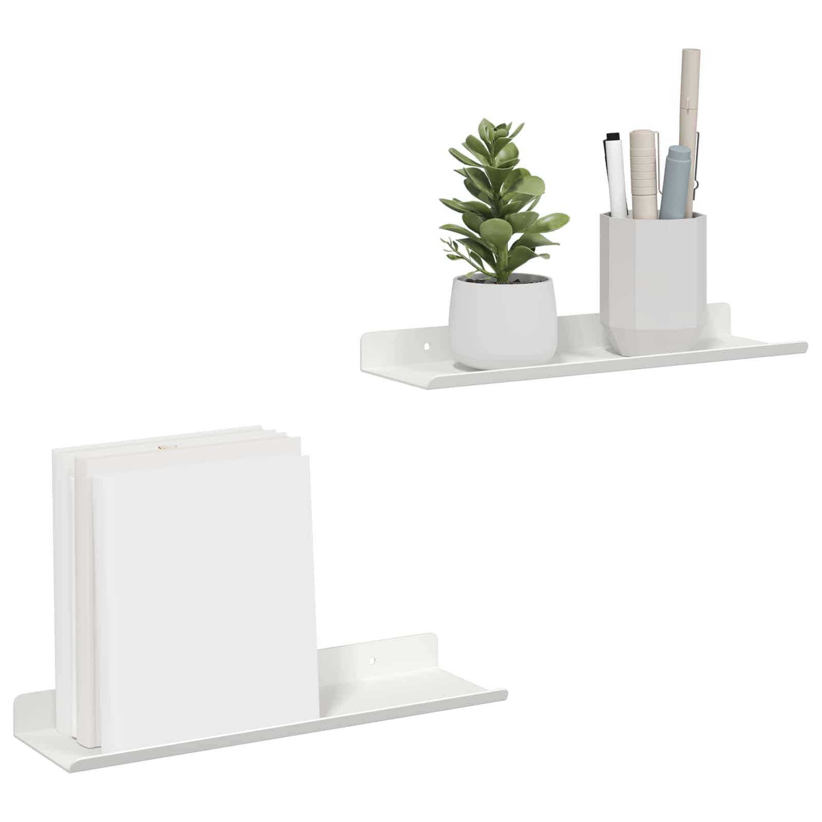 Wandplank met plank Wandgemonteerd 2 pcs Wit 30 x 9 x 2,5 cm