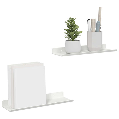 Wandplank met plank Wandgemonteerd 2 pcs Wit 30 x 9 x 2,5 cm