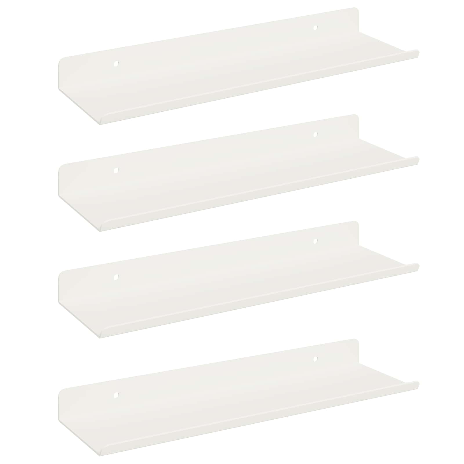 Wandplank met plank Wandgemonteerd 4 pcs Wit 30 x 9 x 2,5 cm