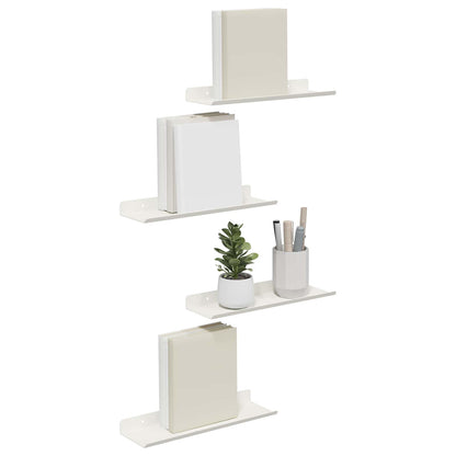 Wandplank met plank Wandgemonteerd 4 pcs Wit 30 x 9 x 2,5 cm