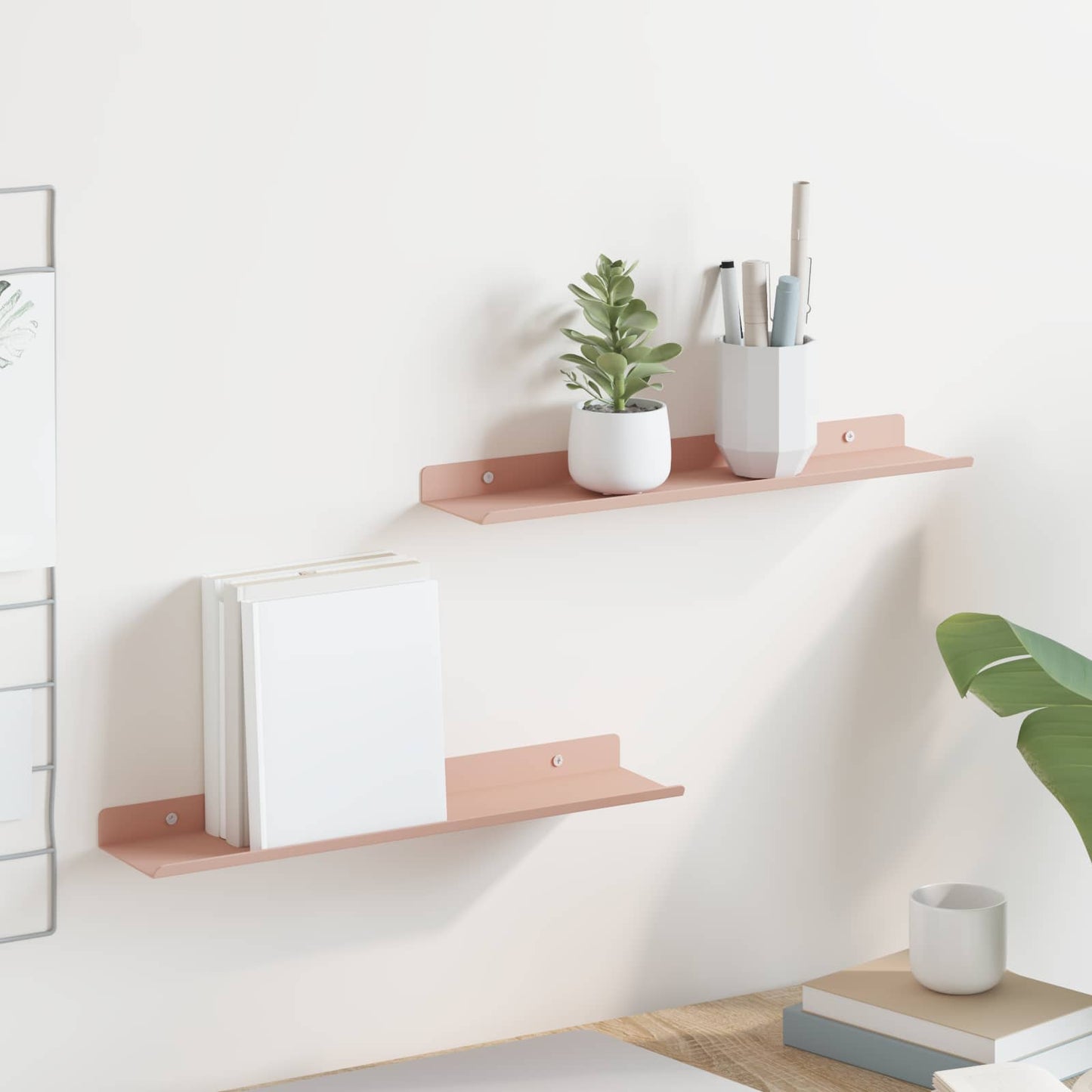 Wandplank met plank Wandgemonteerd 2 pcs Roze 40 x 9 x 2,5 cm