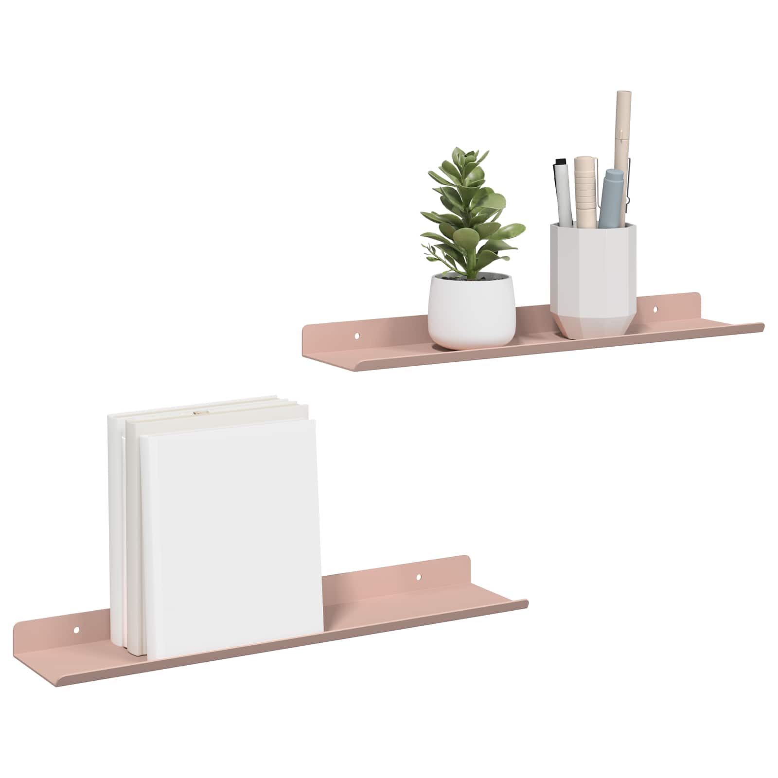 Wandplank met plank Wandgemonteerd 2 pcs Roze 40 x 9 x 2,5 cm