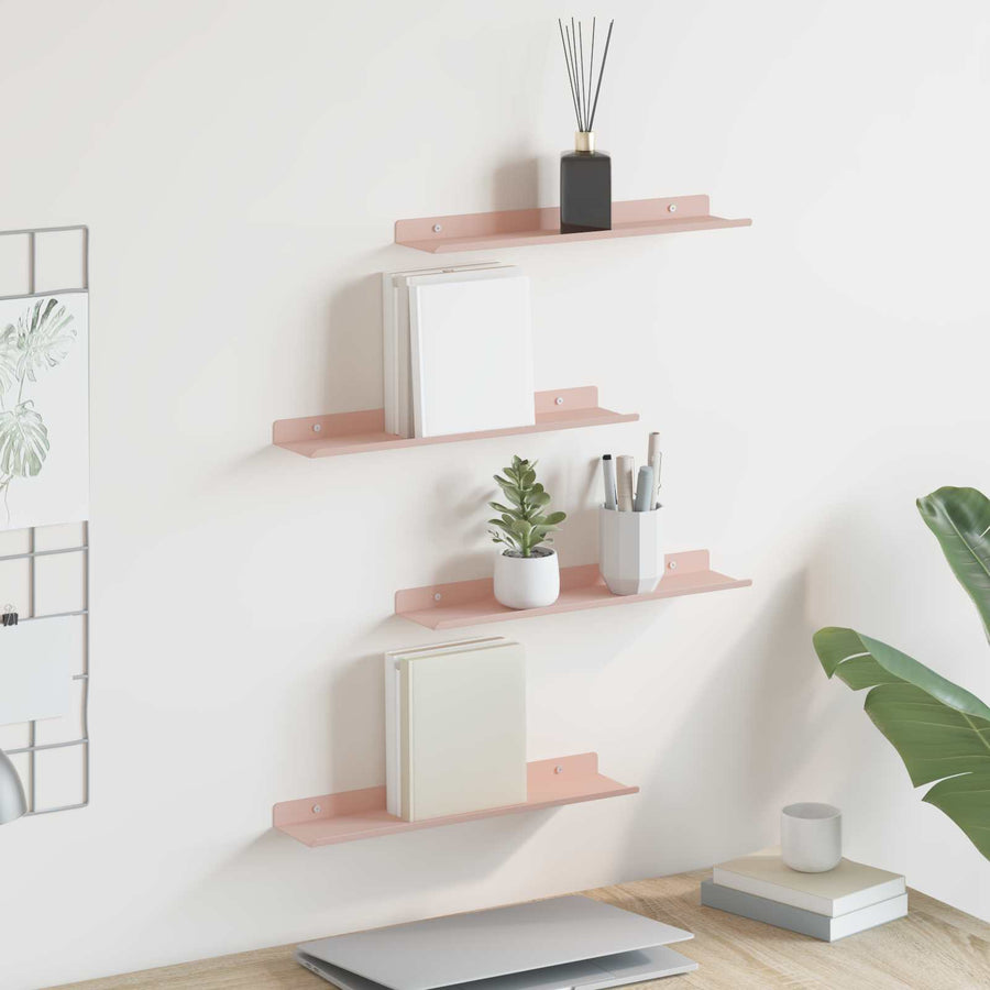 Wandplank met plank Wandgemonteerd 4 pcs Roze 40 x 9 x 2,5 cm