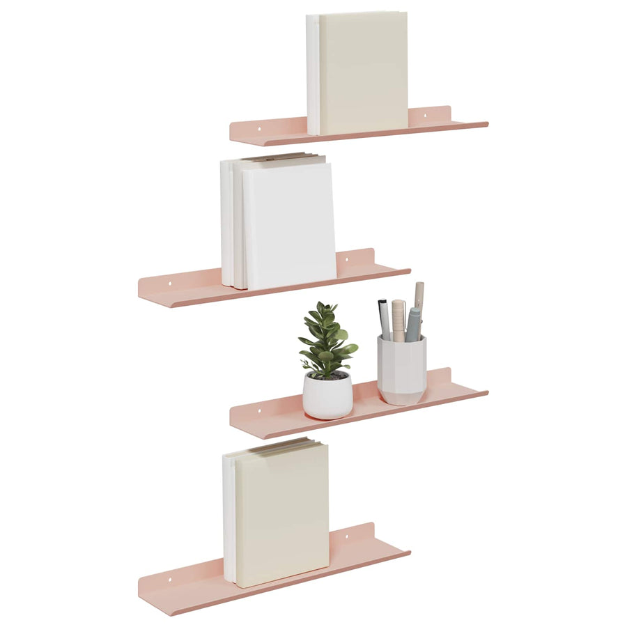 Wandplank met plank Wandgemonteerd 4 pcs Roze 40 x 9 x 2,5 cm
