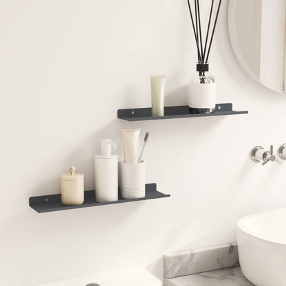 Wandplank met plank met opslag 2 pcs Antraciet 40 x 9 x 2,5 cm