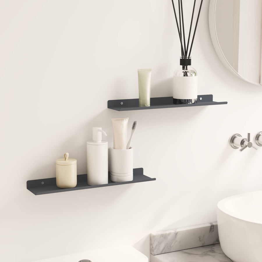 Wandplank met plank met opslag 2 pcs Antraciet 40 x 9 x 2,5 cm