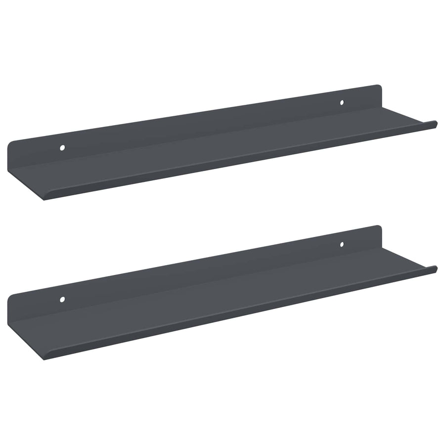 Wandplank met plank met opslag 2 pcs Antraciet 40 x 9 x 2,5 cm