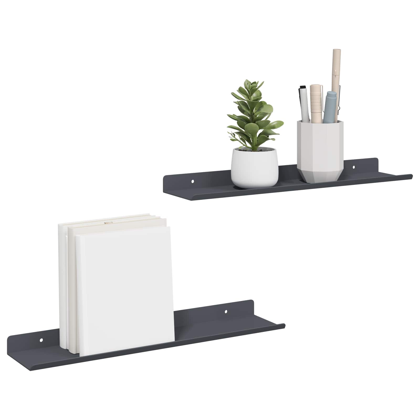 Wandplank met plank met opslag 2 pcs Antraciet 40 x 9 x 2,5 cm