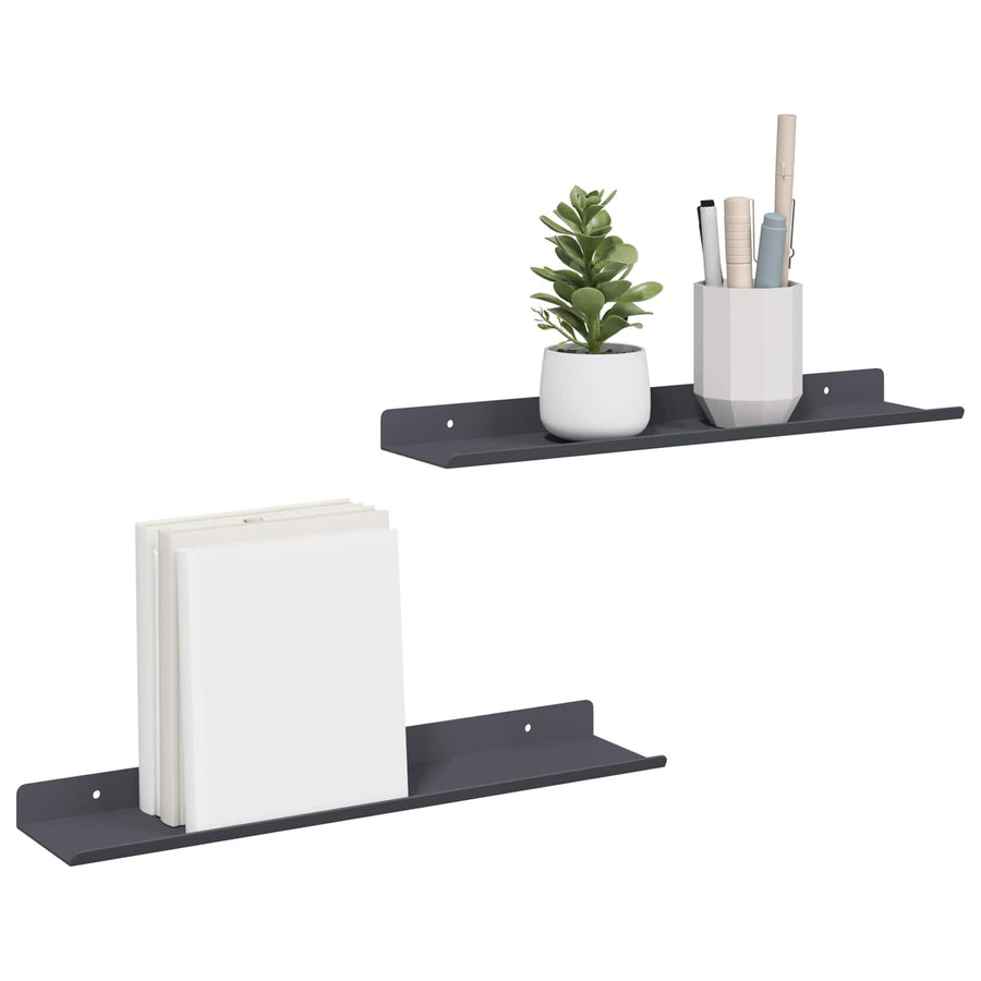 Wandplank met plank met opslag 2 pcs Antraciet 40 x 9 x 2,5 cm