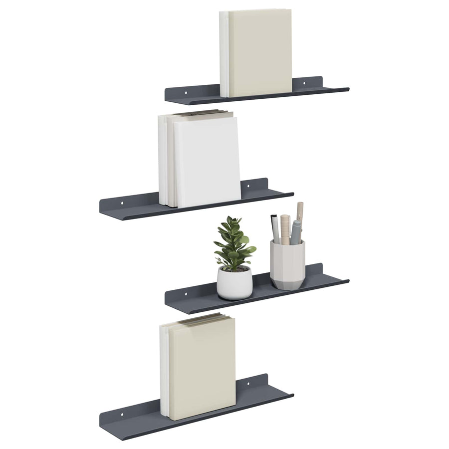 Wandplank met plank met opslag 4 pcs Antraciet 40 x 9 x 2,5 cm