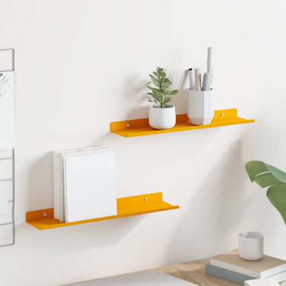 Wandplank met plank 2 pcs Mosterdgeel 40 x 9 x 2,5 cm