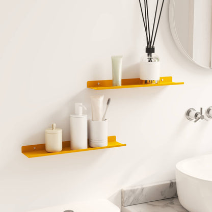 Wandplank met plank 2 pcs Mosterdgeel 40 x 9 x 2,5 cm