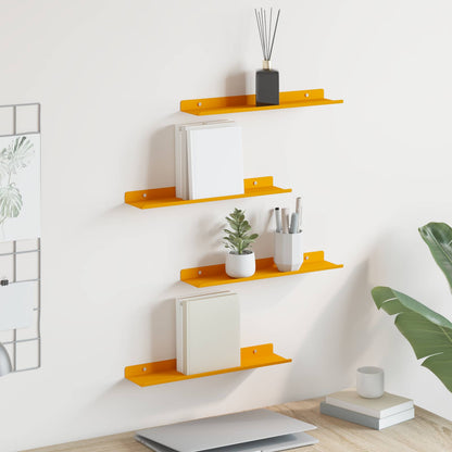 Wandplank met plank 4 pcs Mosterdgeel 40 x 9 x 2,5 cm