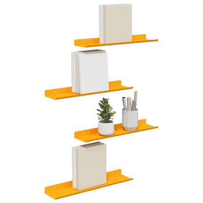 Wandplank met plank 4 pcs Mosterdgeel 40 x 9 x 2,5 cm