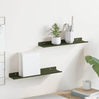 Floating shelf 2 pcs Olive Green 40 x 9 x 2.5 cm Steel