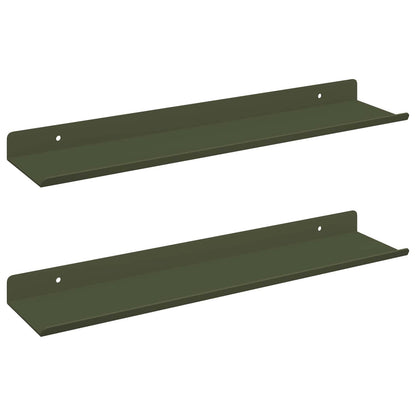 Wandplank met plank 2 pcs Olijf Groen 40 x 9 x 2,5 cm