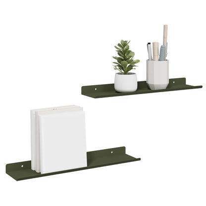 Wandplank met plank 2 pcs Olijf Groen 40 x 9 x 2,5 cm