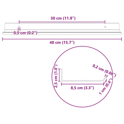 Wandplank met plank 2 pcs Olijf Groen 40 x 9 x 2,5 cm