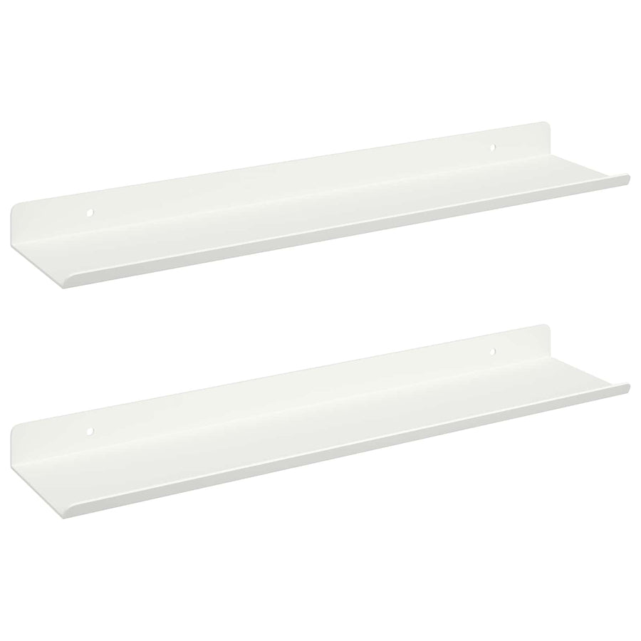 Drijvende plank 2 st Wit 40 x 8,5 x 2,5 cm Staal