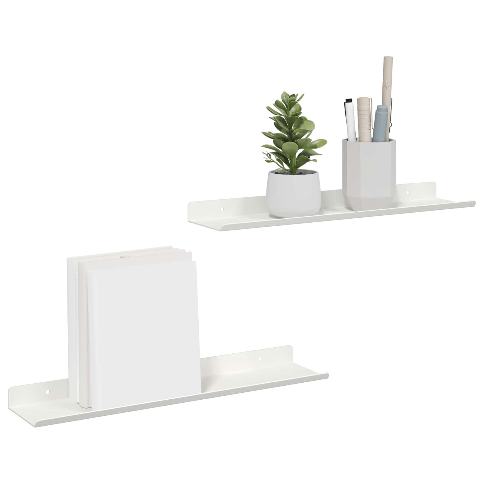 Wandplank met plank Wandgemonteerd 2 pcs Wit 40 x 9 x 2,5 cm