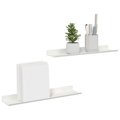 Wandplank met plank Wandgemonteerd 2 pcs Wit 40 x 9 x 2,5 cm