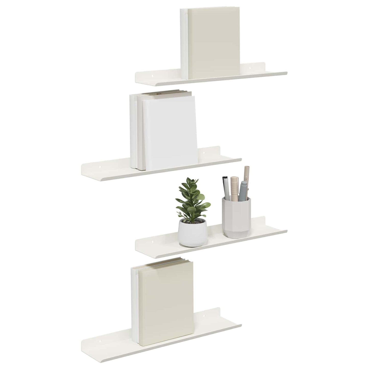 Wandplank met plank Wandgemonteerd 4 pcs Wit 40 x 9 x 2,5 cm