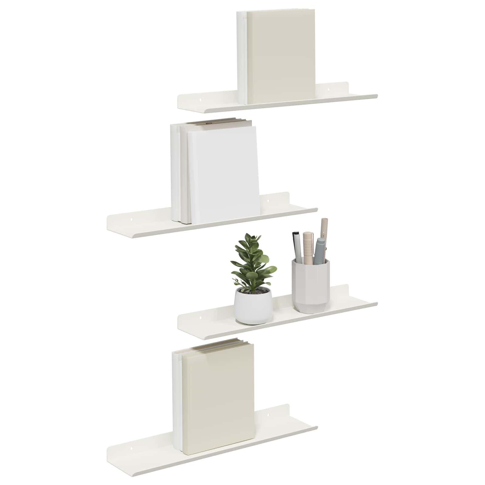 Wandplank met plank Wandgemonteerd 4 pcs Wit 40 x 9 x 2,5 cm
