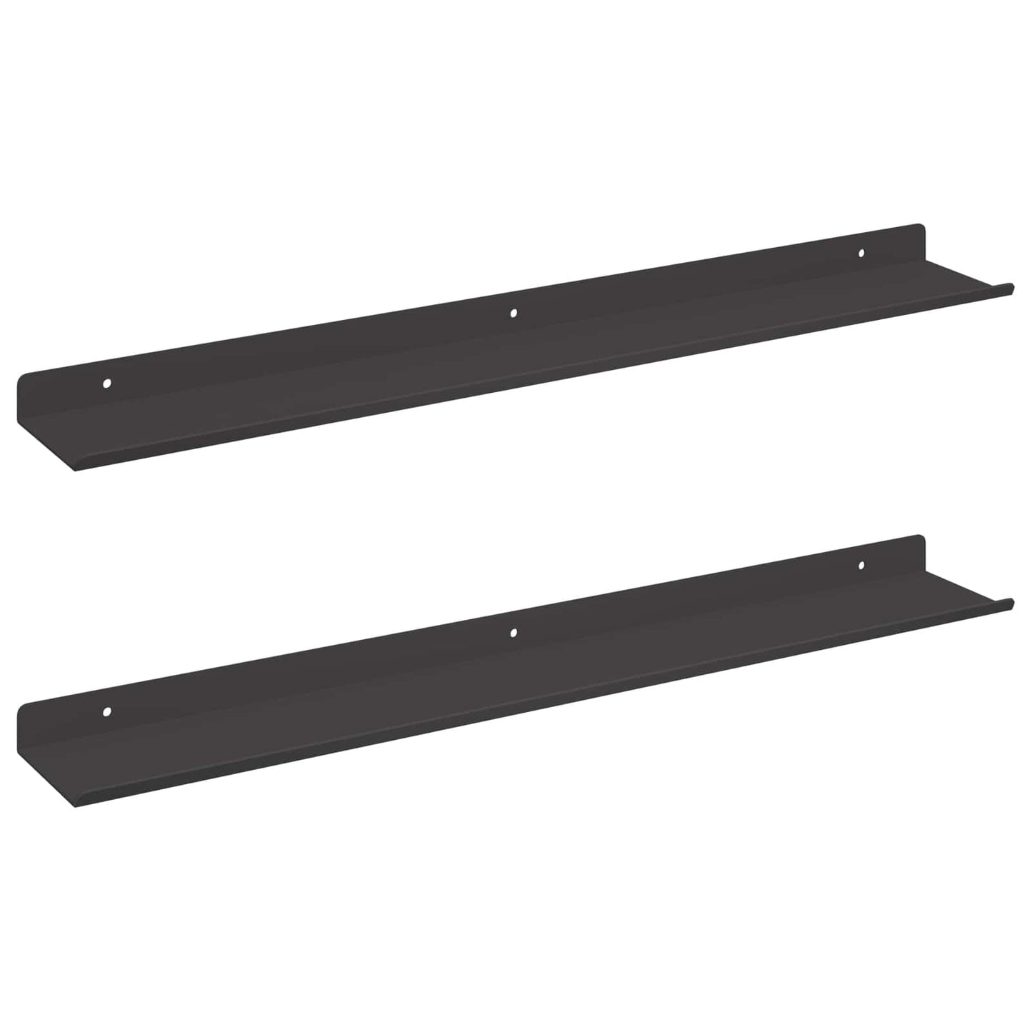 Wandplank met plank Wandgemonteerd 2 pcs Zwart 80 x 9 x 2.5 cm