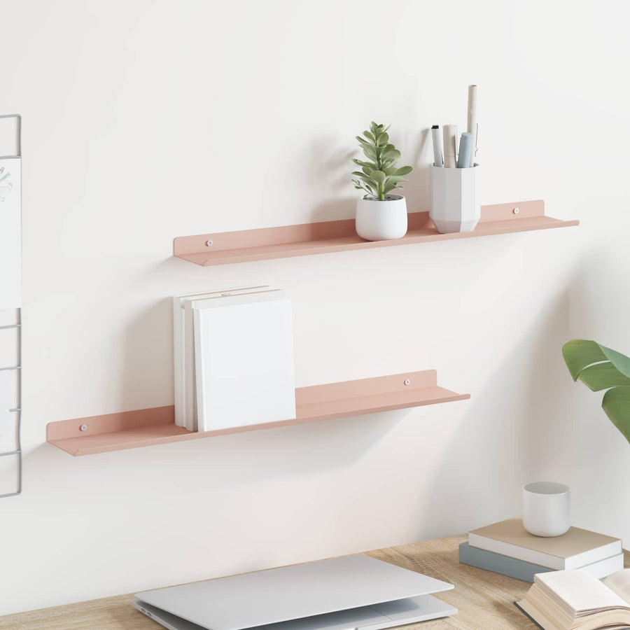 Wandplank met plank Wandgemonteerd 2 pcs Roze 60 x 9 x 2,5 cm