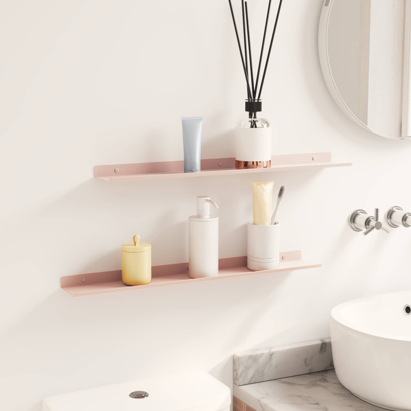 Wandplank met plank Wandgemonteerd 2 pcs Roze 60 x 9 x 2,5 cm