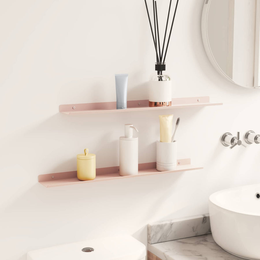 Wandplank met plank Wandgemonteerd 2 pcs Roze 60 x 9 x 2,5 cm