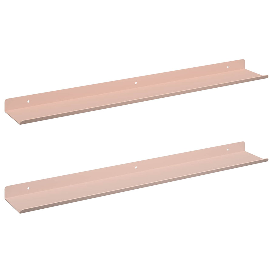 Wandplank met plank Wandgemonteerd 2 pcs Roze 60 x 9 x 2,5 cm