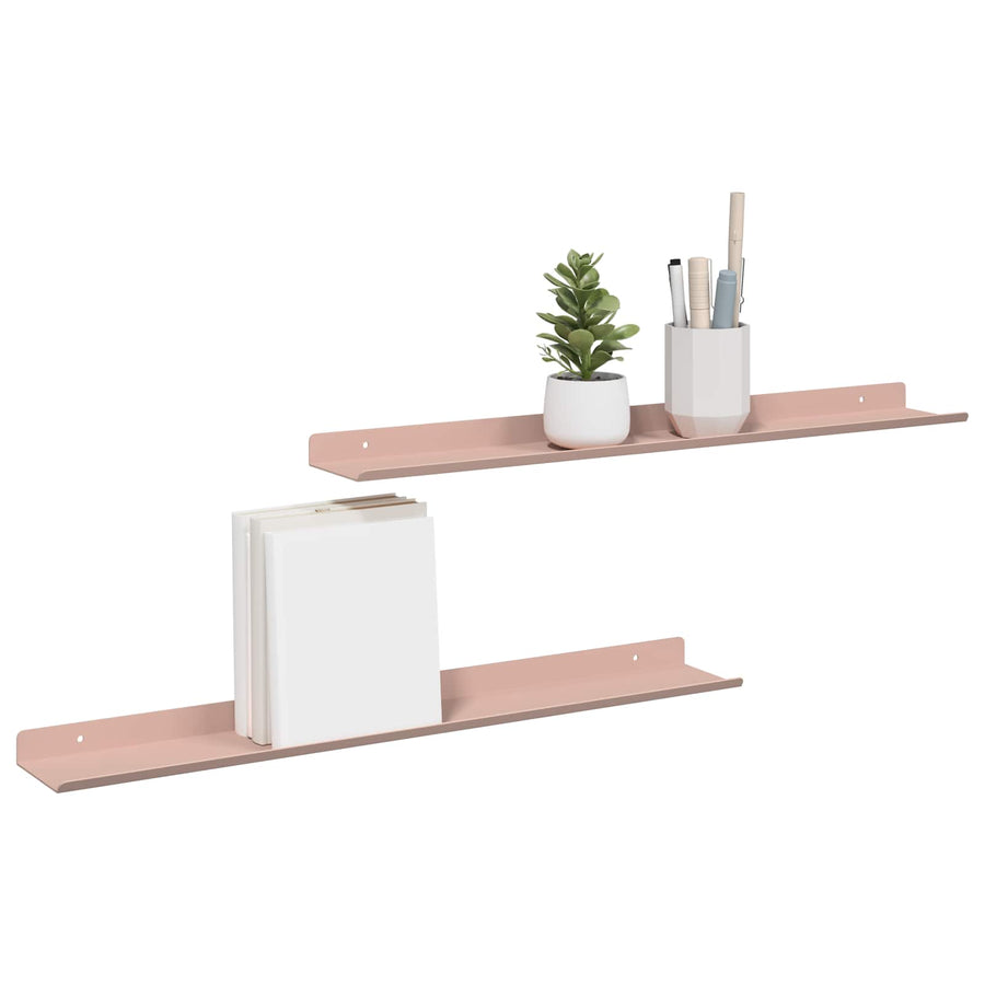 Wandplank met plank Wandgemonteerd 2 pcs Roze 60 x 9 x 2,5 cm