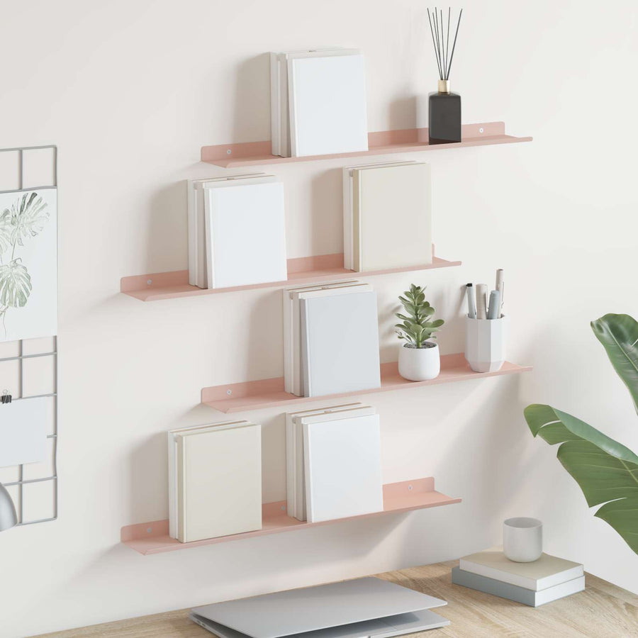Wandplank met plank Wandgemonteerd 4 pcs Roze 60 x 9 x 2,5 cm