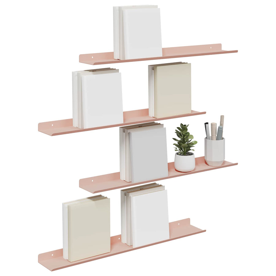 Wandplank met plank Wandgemonteerd 4 pcs Roze 60 x 9 x 2,5 cm