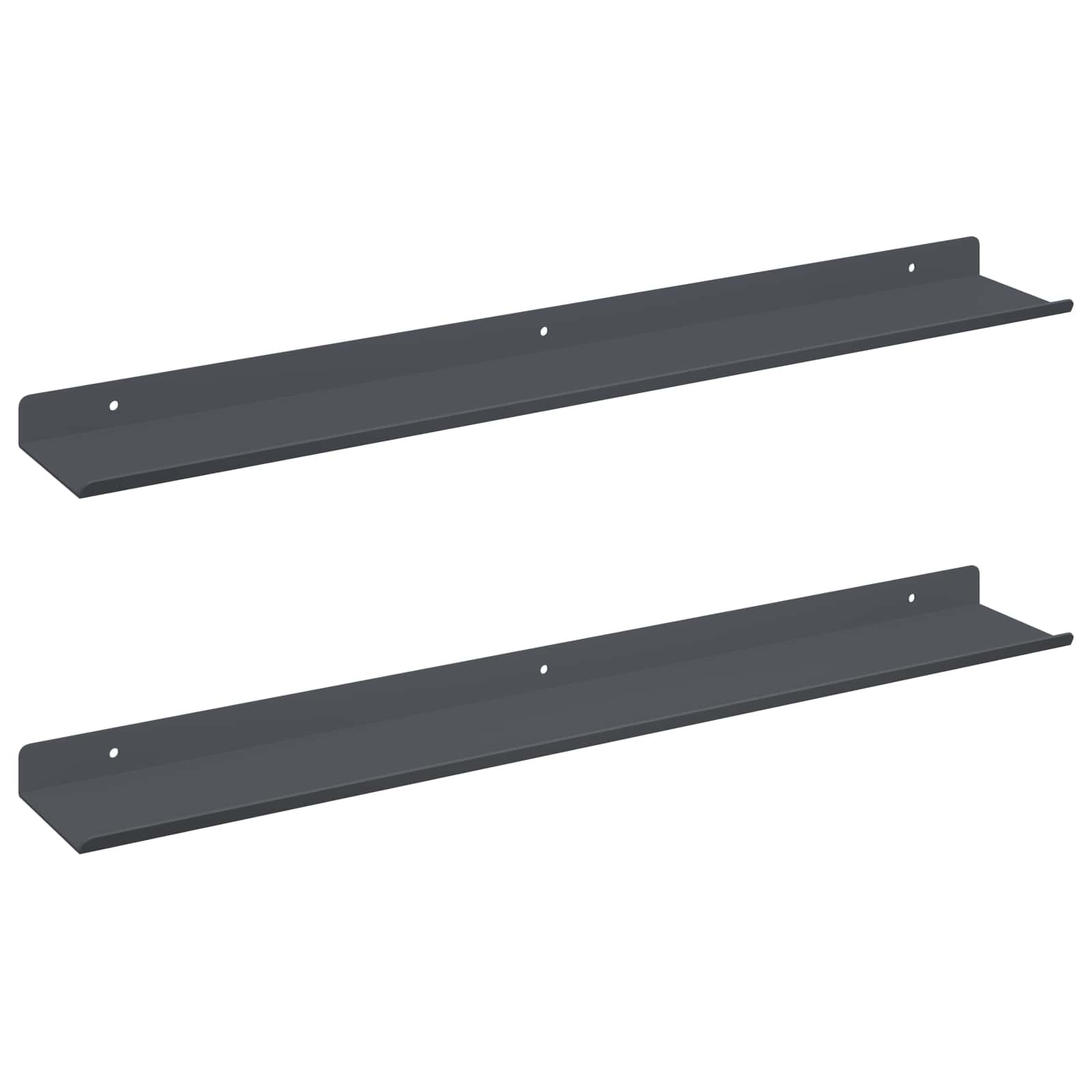 Wandplank met plank met opslag 2 pcs Antraciet 60 x 9 x 2,5 cm