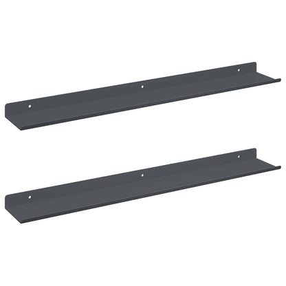 Wandplank met plank met opslag 2 pcs Antraciet 60 x 9 x 2,5 cm
