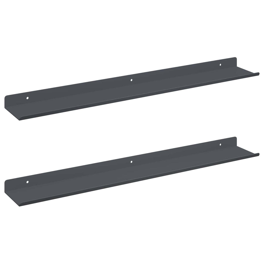 Wandplank met plank met opslag 2 pcs Antraciet 60 x 9 x 2,5 cm