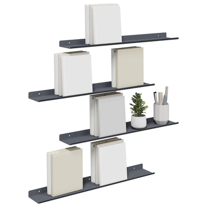 Wandplank met plank met opslag 4 pcs Antraciet 60 x 9 x 2,5 cm
