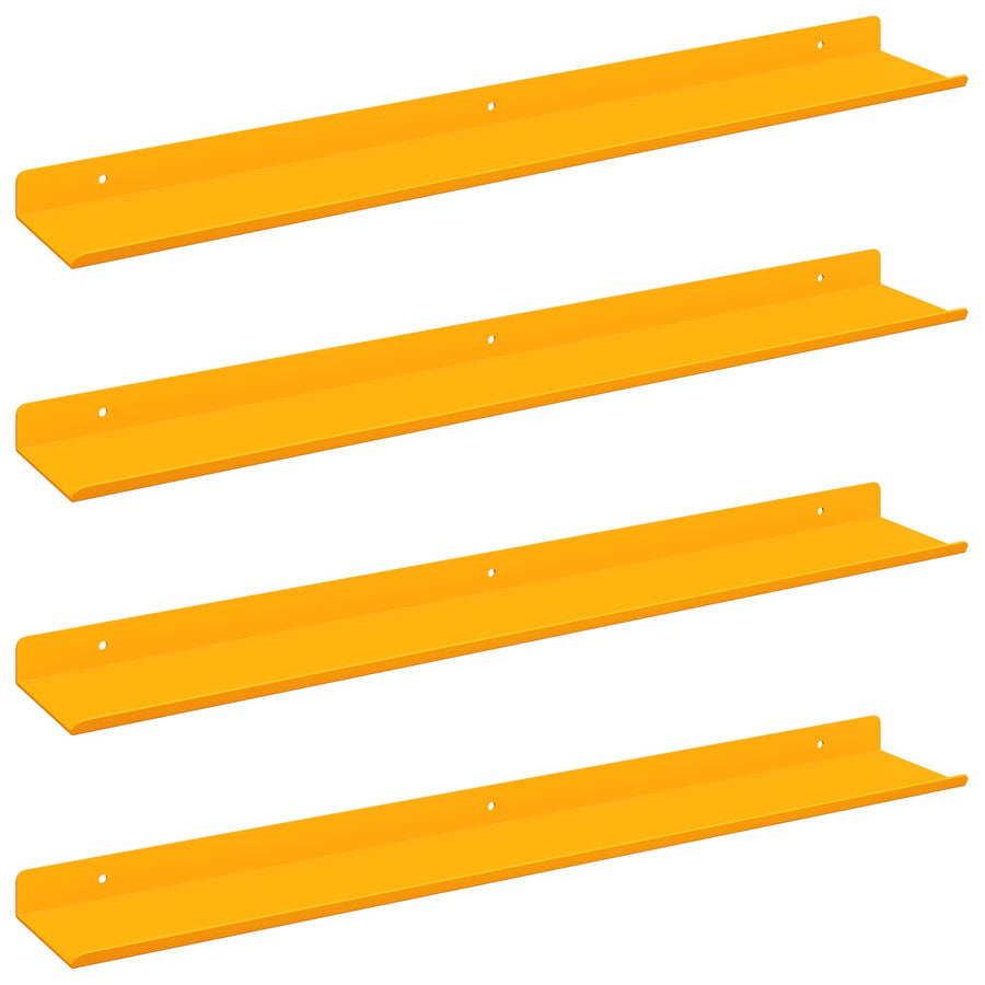 Wandplank met plank 4 pcs Mosterdgeel 60 x 9 x 2,5 cm