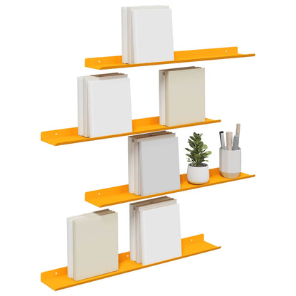 Wandplank met plank 4 pcs Mosterdgeel 60 x 9 x 2,5 cm
