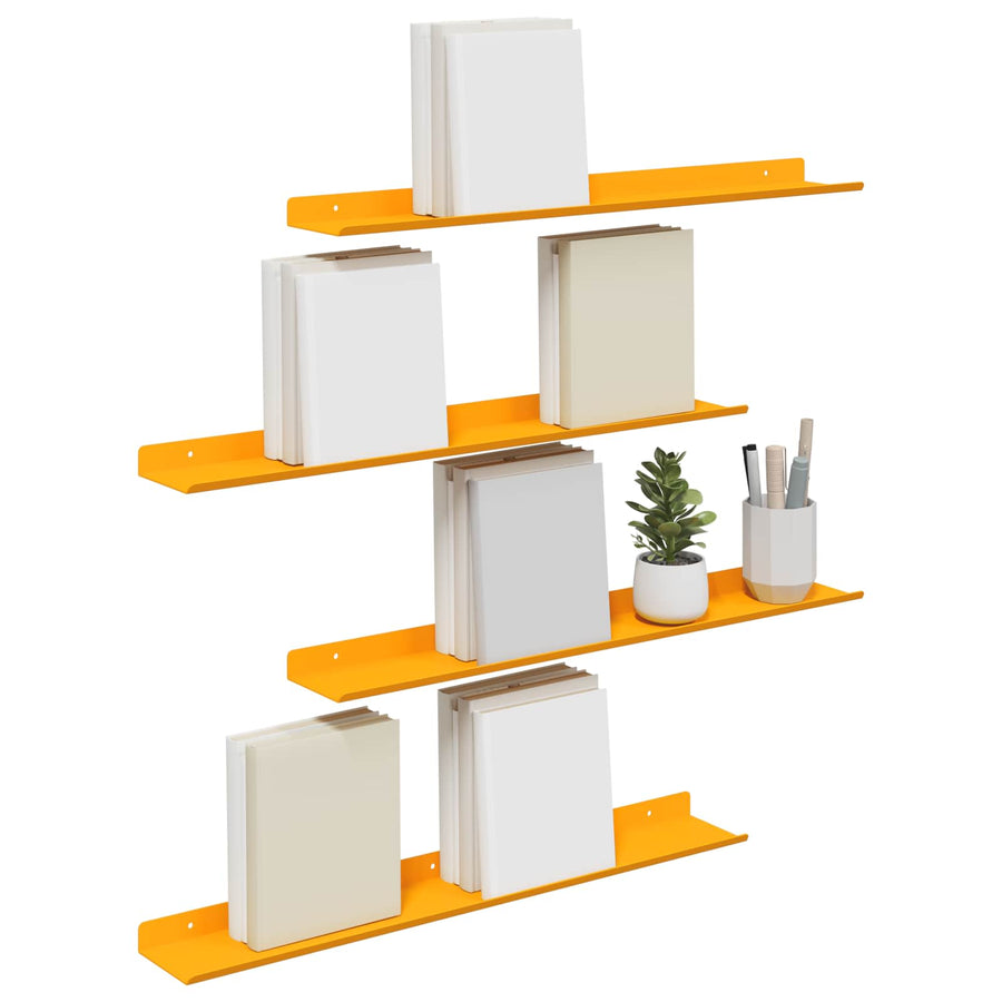 Wandplank met plank 4 pcs Mosterdgeel 60 x 9 x 2,5 cm