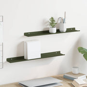 Wandplank 60x9x2.5 cm staal olijf groen 2 stuks