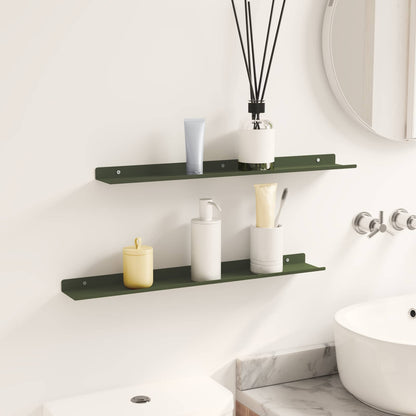 Wandplank met plank 2 pcs Olijf Groen 60 x 9 x 2,5 cm