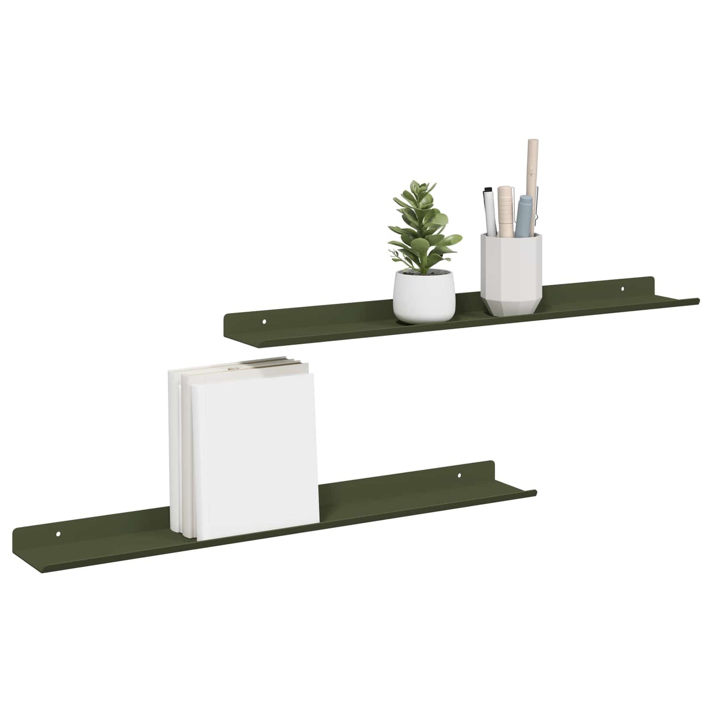 Wandplank met plank 2 pcs Olijf Groen 60 x 9 x 2,5 cm